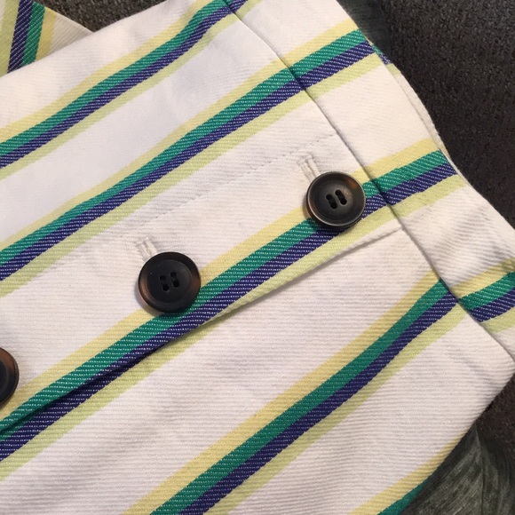 NWT Halogen midi skirt stripe green button slit - Picture 5 of 6